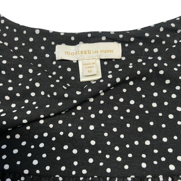 Monteau Los Angeles - Women’s Polka Dot Peasant Top Sz. MD - Picture 4 of 5